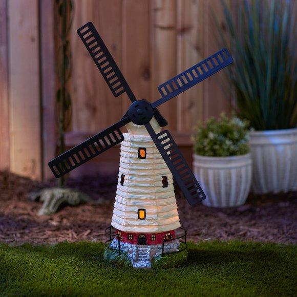 Solar Light-Up Lighthouse Windmill Garden Decore - Picture 1 of 5